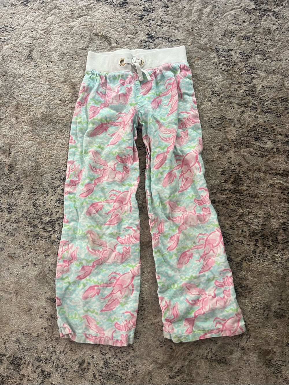 Lilly Pulitzer Pink & Light Aqua Lobster Print Kids Pajama Bottoms